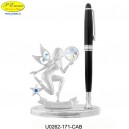 VERGINE CON PENNA SU BASE DELUXE ARGENTATA