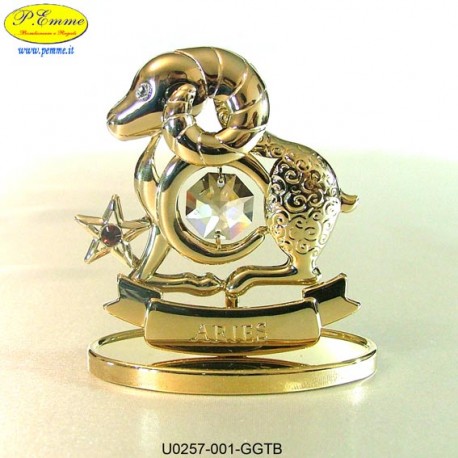 SEGNO ZODIACALE - ARIETE GOLD - cm. 8x6 - Elementi SWAROVSKI