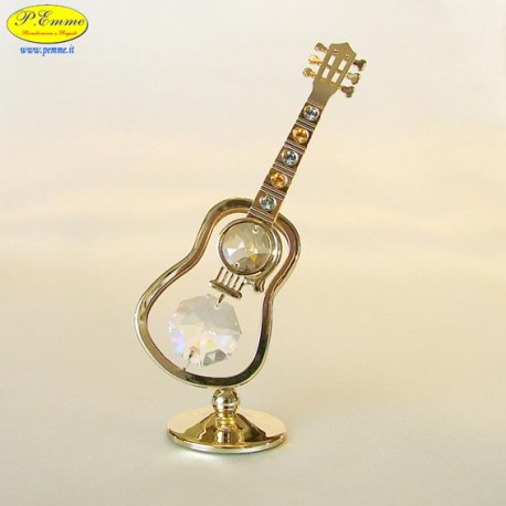 CHITARRA CLASSICA GOLD - Cm. 11 x 5,5 - Elementi SWAROVSKI