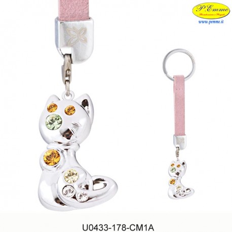 Keychain KITTEN WITH SILVER - Swarovski Elements