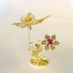 BUTTERFLY WITH FLOWERS GOLD - Cm. 10.5 x 10 - Swarovski Elements