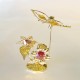 BUTTERFLY WITH FLOWERS GOLD - Cm. 10.5 x 10 - Swarovski Elements