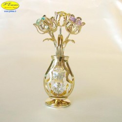 5 GOLD VASE WITH TULIPS - Cm. 11 x 6,5- elements SWAROVSKI