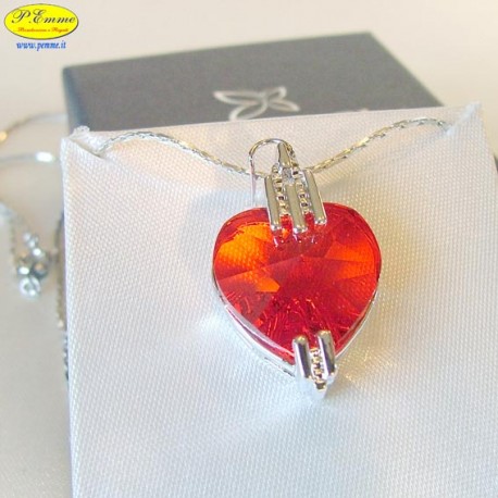 COLLANA ROSSA - cm. 2,5 X 2 (Pendente)- Elementi SWAROVSKI