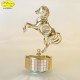 HORSE RAMPANTE ON REVOLVING BASE MUSIC GOLD - Cm. 12 x 8 - Elements SWAROVSK