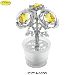 THREE ROSES ARGENT. VASE WITH SATIN. - Swarovski Elements