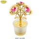 TRE ROSE DORATE CON VASO SATINATO CON APPLICAZIONI CRISTALLO SWAROVSKI - Cm. 10 x 6,5