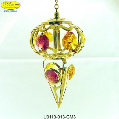 ICICLE GOLD PENDANT METAL WITH APPLICATIONS SWAROVSKI CRYSTAL - Cm. 10 x 6