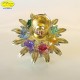 CANDELIERE BASSO 1 FIAMMA GOLD - Cm. 9,5 x 7,5 - Elementi SWAROVSKI