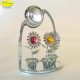 TRIS FIORI CON OROLOGIO ARGENTATI - Cm. 11,5 x 9 - Elementi SWAROVSKI