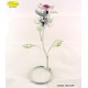 GEMMA ROSE WITH SILVER METAL ROD APPLICATIONS WITH SWAROVSKI CRYSTAL - Cm. 19 x 8