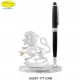 LION WITH PEN ON BASE DELUXE SILVER - cm.16x11 - Swarovski Elements