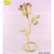 ROSE WITH STEM METAL GOLD WITH SWAROVSKI CRYSTAL APPLICATIONS - Cm. 22 x 9