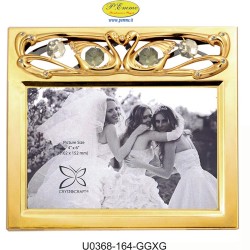 FRAME HORIZONTAL GOLDEN WEDDING PHOTO 10X15 APPLICATIONS WITH SWAROVSKI CRYSTAL - Cm. 17.5 x 15.5