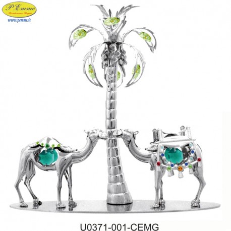 CAMELS COUPLE WITH PALM ARGENT. - Swarovski Elements