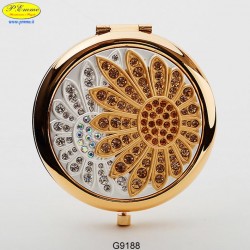 Specchietto dorato con Strass Sw. - D.cm.6,5