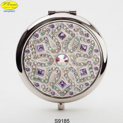 Specchietto argentato con Strass Sw. - D.cm.6,5