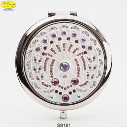 Specchietto argentato con Strass Sw. - D.cm.6,5