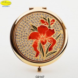 Mirror golden flower with Strass Sw. - D.cm.6,5
