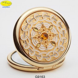 Specchietto dorato con Strass Sw. - D.cm.6,5
