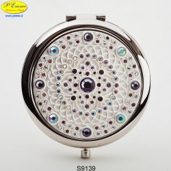 Specchietto argentato con Strass Sw. - D.cm.6,5