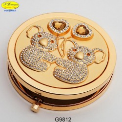 MIRROR KOALA GOLD WITH CRYSTAL SW. - D.cm.6,5