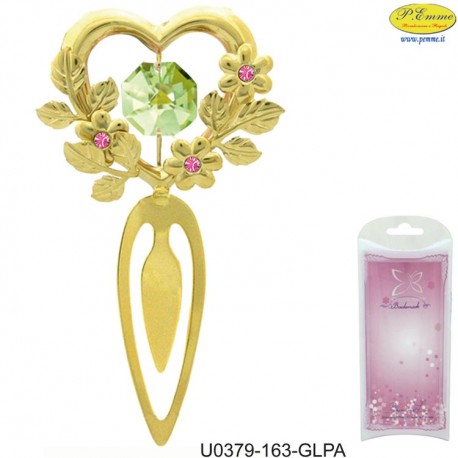 SEGNALIBRO CON CUORE GOLD - Elementi SWAROVSKI