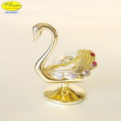 CIGNO GOLD - Cm. 5,5 x 5 - Elementi SWAROVSKI