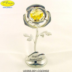 LITTLE SILVER ROSE WITH STEM - Swarovski Elements