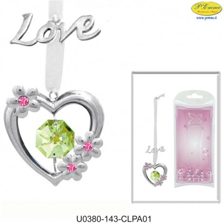 SEGNALIBRO "LOVE" ARGENTATO - Elementi SWAROVSKI