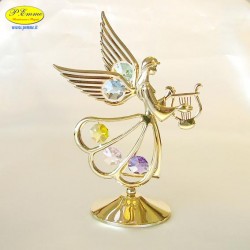 ANGEL WITH BIG LIRA GOLD- Cm. 15.5 x 11.5 - Swarovski Elements