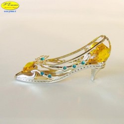 SCARPA CON TACCO ALTO GOLD - Cm. 8,5 x 4 - Elementi SWAROVSKI