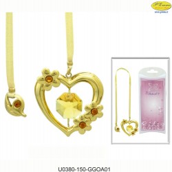 SEGNALIBRO CON NASTRO E CUORE GOLD - Elementi SWAROVSKI